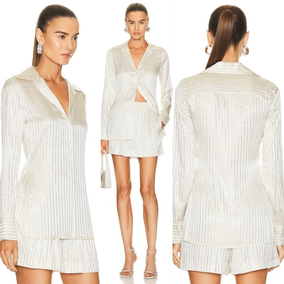 ALEXANDER WANG Crystal Hotfix Slim Crystal embellished Shirt $795 2 - Picture 2 of 10